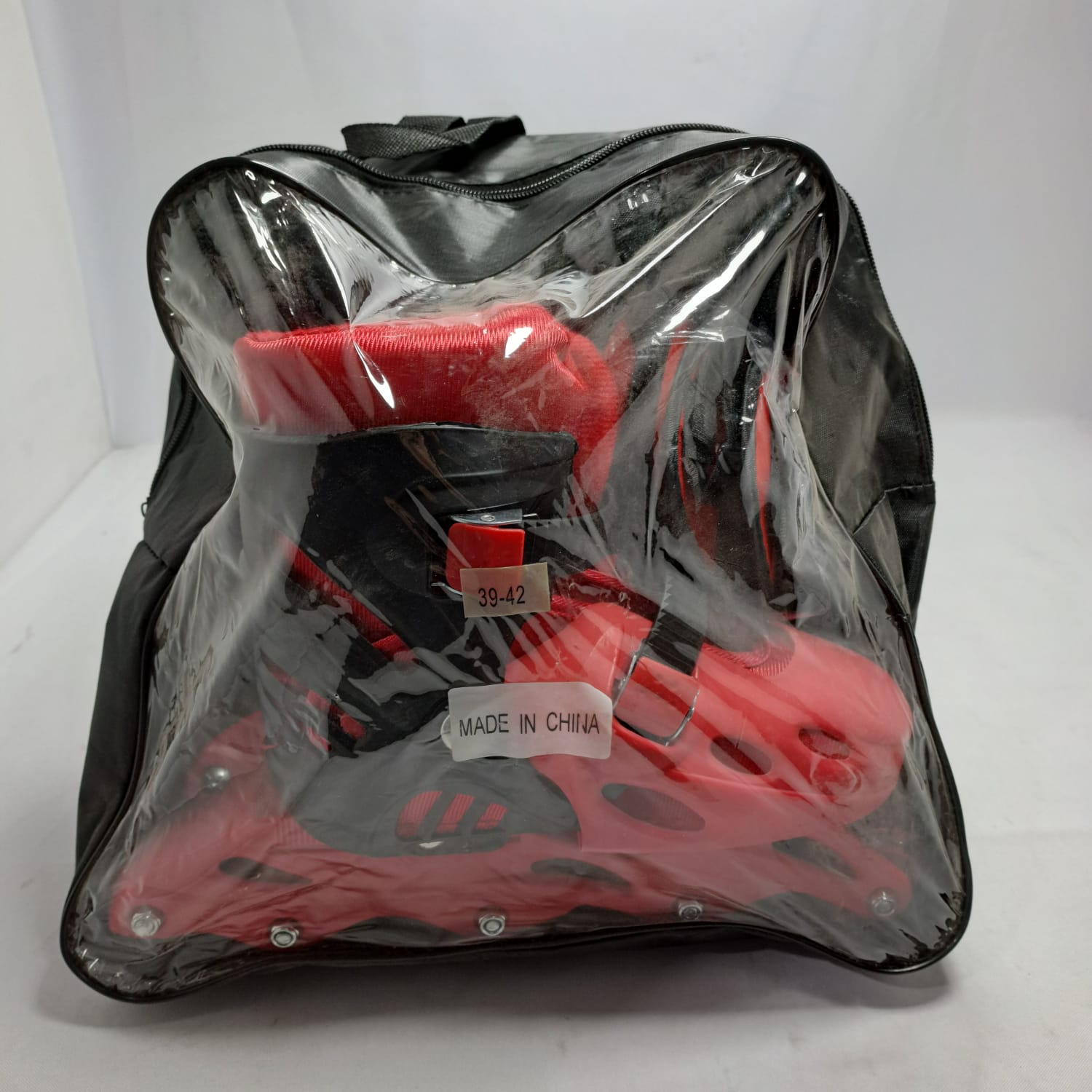 Patines + Casco + Rodilleras Rollers Lineal Con Bolsa de Guardado Rojo 39-42