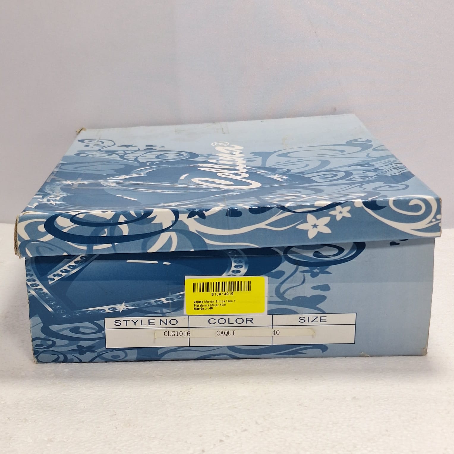 Zapato Brillos Taco Y Plataforma 10c Caqui 40