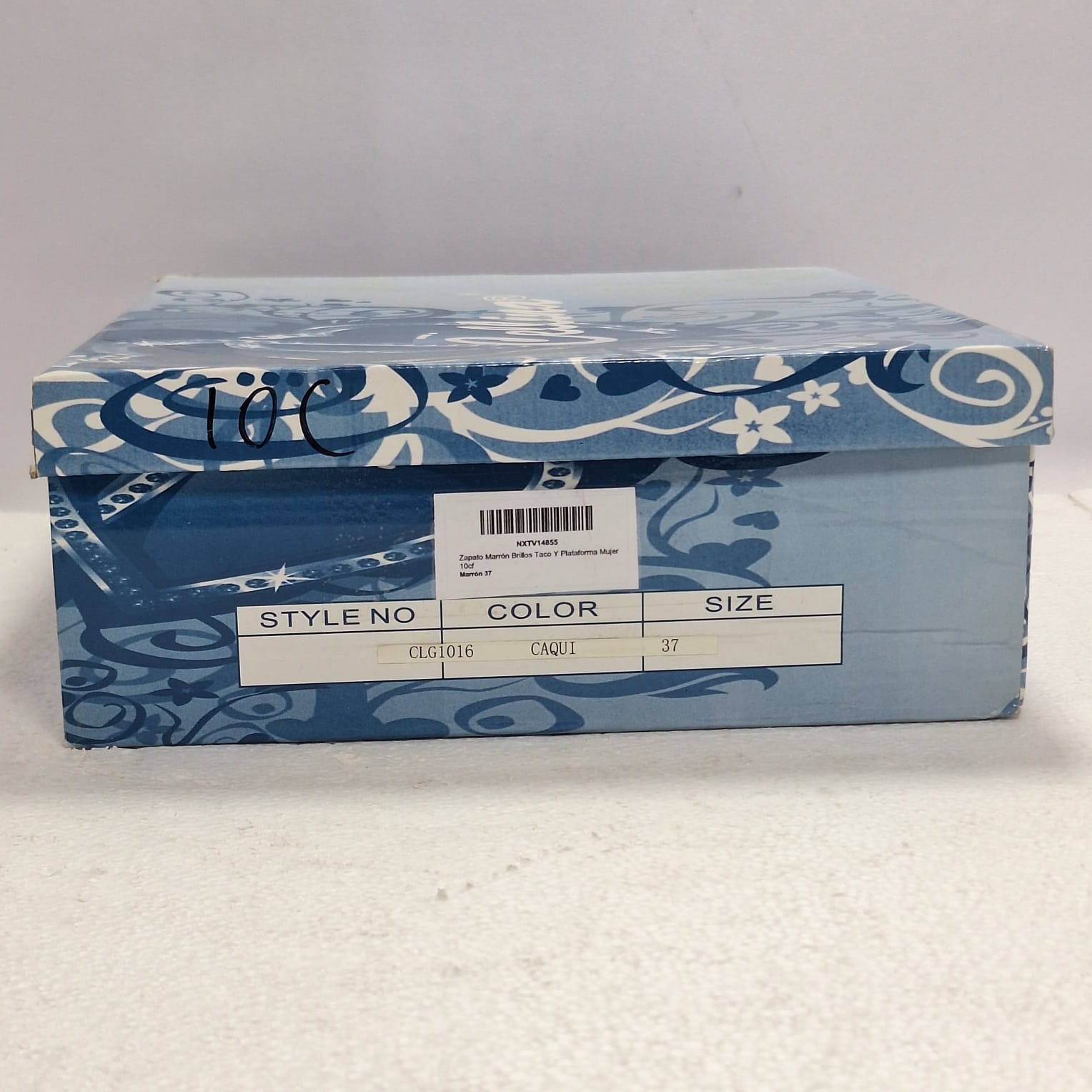 Zapato Brillos Taco Y Plataforma Generico 10c Caqui 37