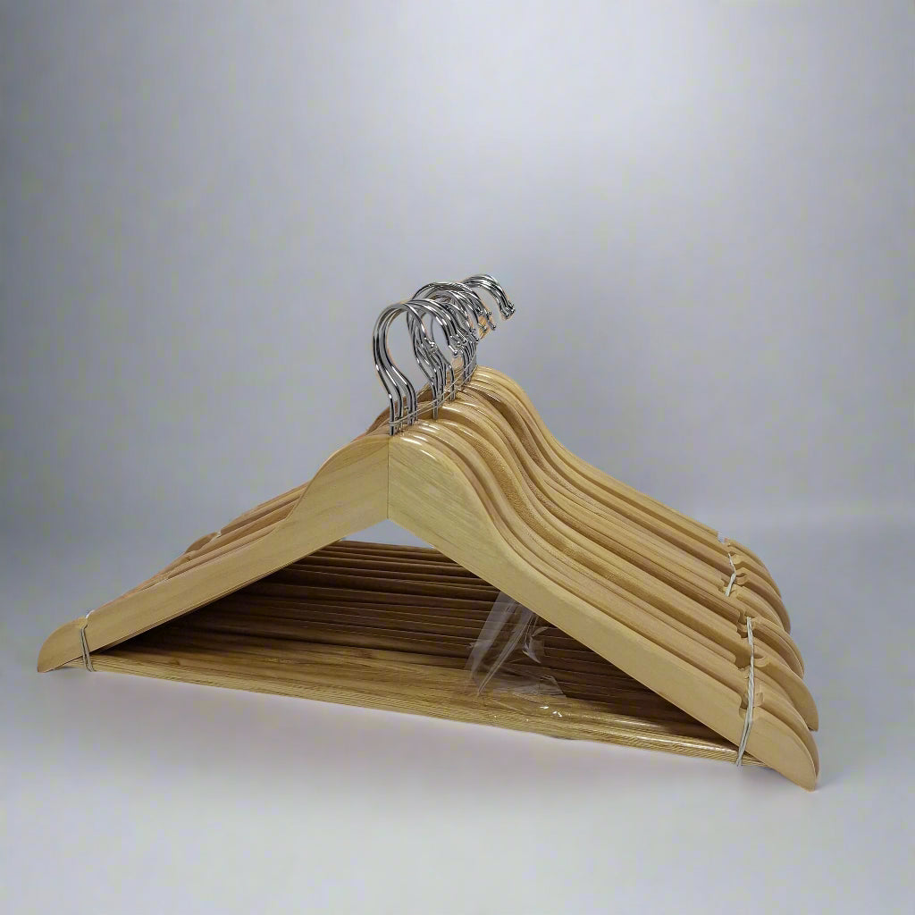 Pack X 20 Colgador Organizador Generico Medera Cafe Claro