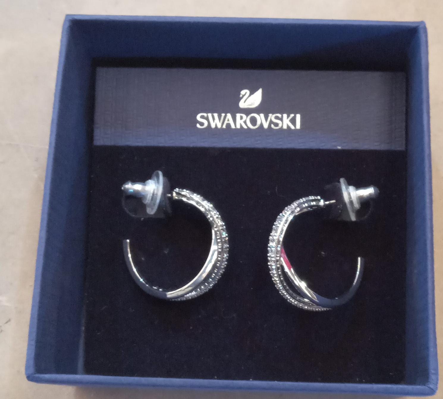 Aros De Aro Twist, , baño De Rodio Swarovski White - Rhodium Plat Femenino