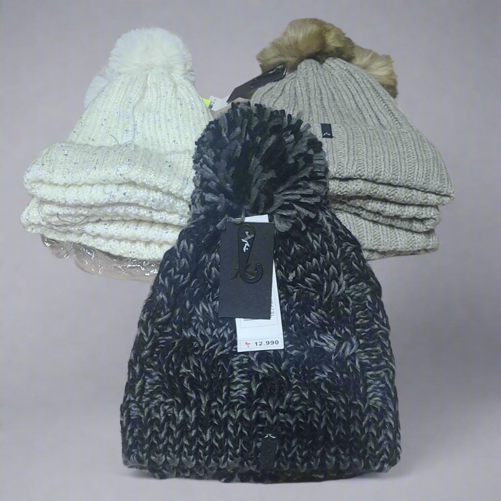PACK DE GORROS DISTINTAS MARCAS LANA NEGRO PLOMO BLANCO 12 UNIDAD UNISEX