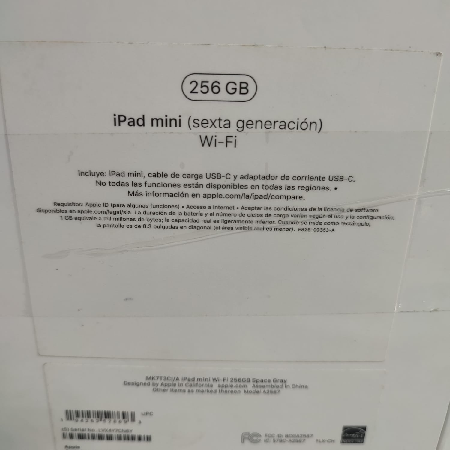 Ipad Mini 8,3" (Sexta Generación) Wi-Fi Apple A2567 Space Gray 256Gb [Openbox] [Mel]