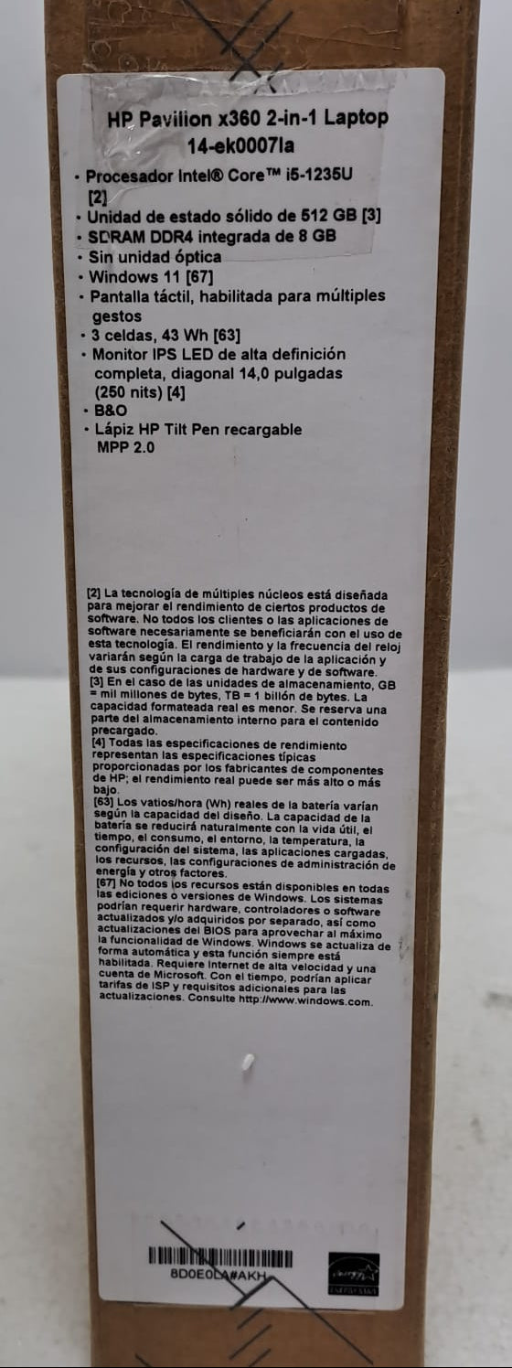 Notebook Hp Pavilion X360 2 In 1 Laptop 14-Ek0007la Cpu: I5-1235u / Ssd: 512gb / Ram: 8gb