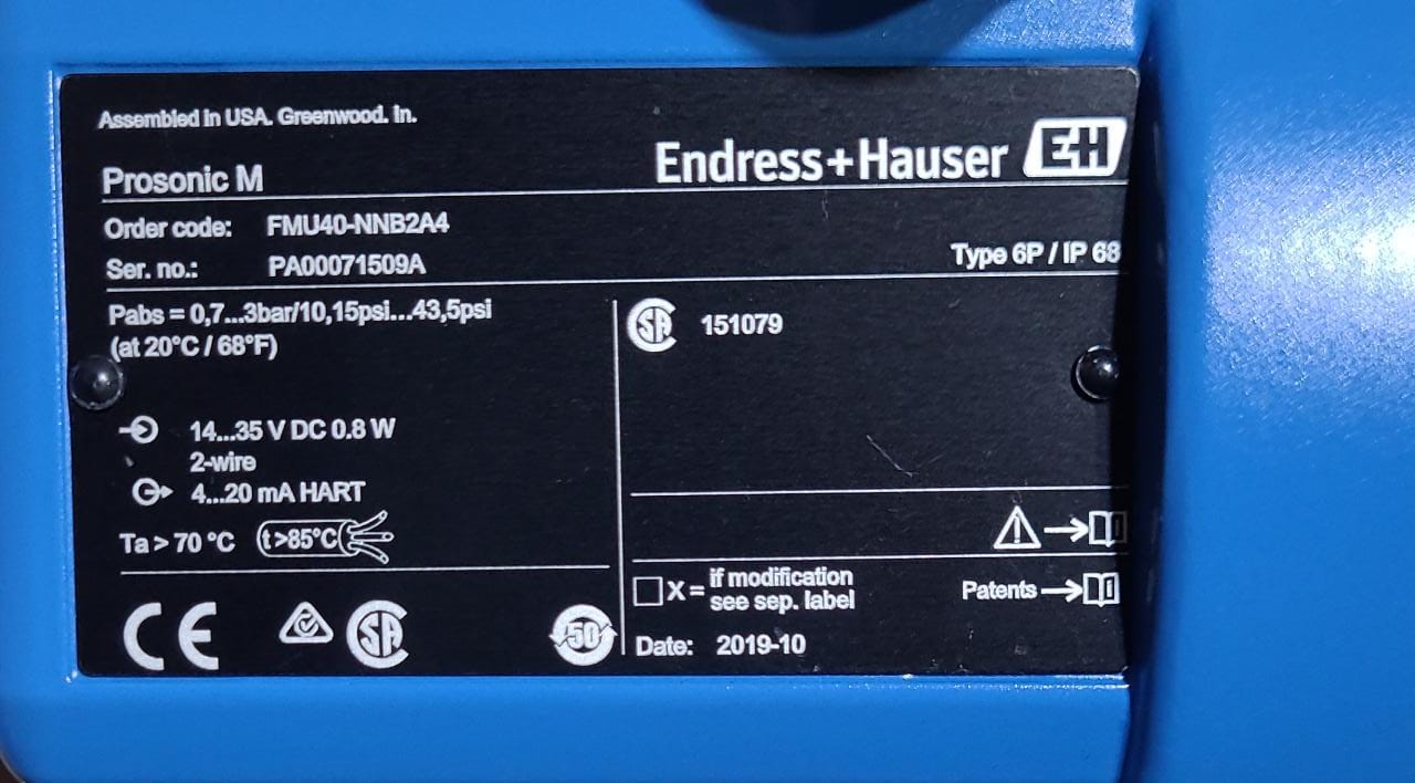 Medición por ultrasonidos tiempo de retorno prosonic fmu40