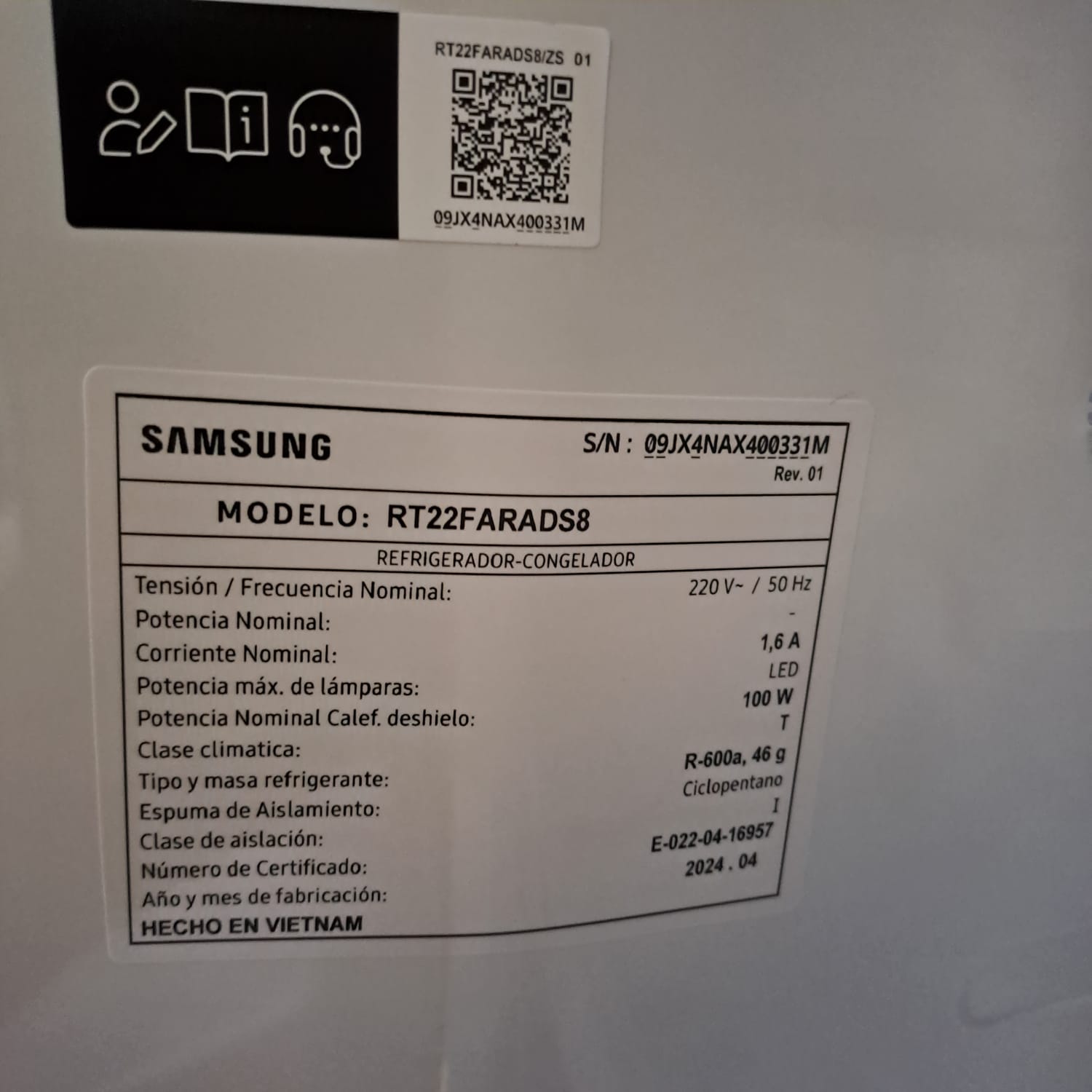 REFRIGERADOR / CONGELADOR SAMSUNG RT22FARADS8 SIST DESHIELO AUTOMATICO GRIS 236 LTRS