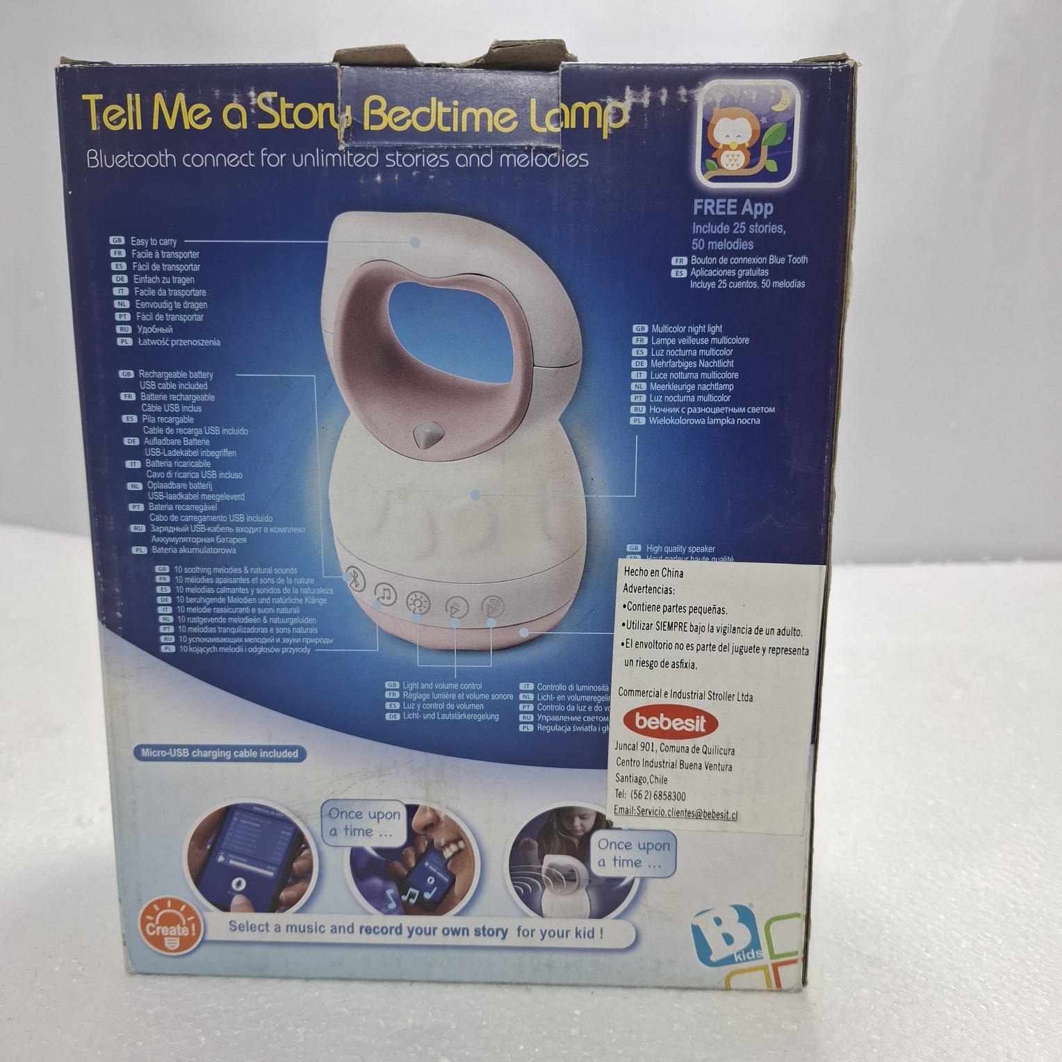 Lampara Nocturna Para Bebes B Kids Tell Me A Story Bedtime Lamp Blanco-Rosa