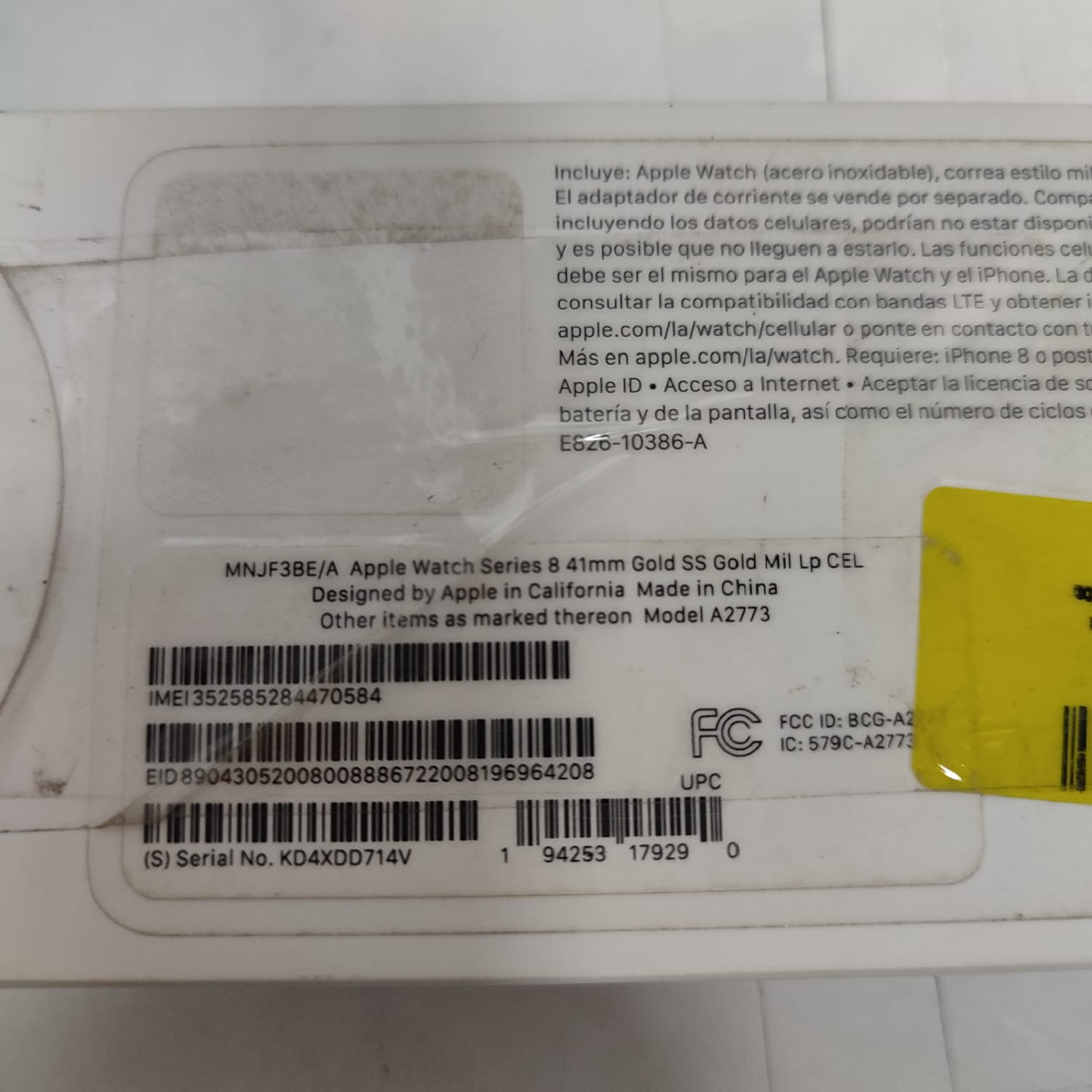 Reloj Apple Watch Serie 8 A2773 Gold Ss Gold