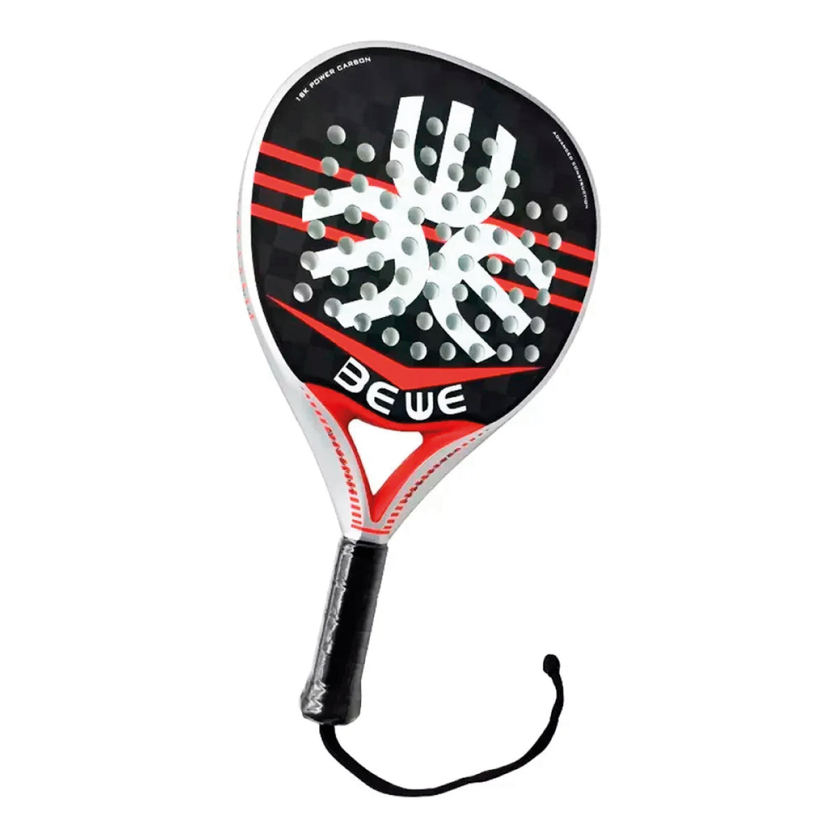 Pala De Pádel Profesional Bewe 18k Power Carbono + Bolsa de guardado Negro Rojo