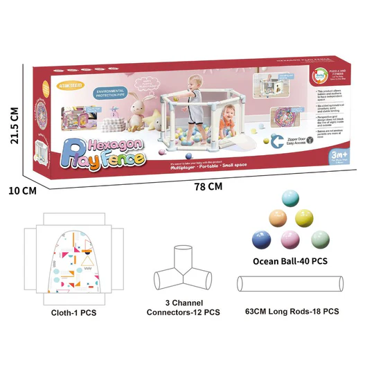 Corral Bebe Generico Hexagon Play Fence Morado