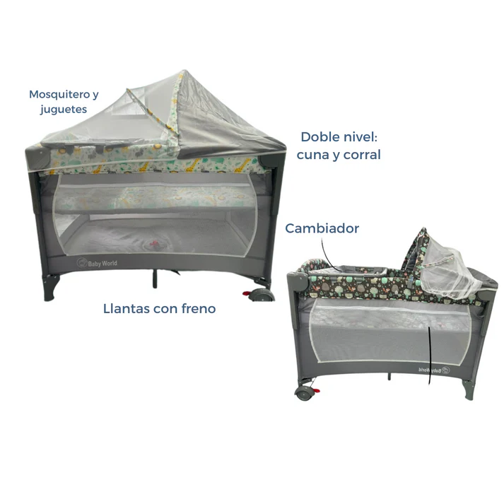 Cuna Colecho Baby World Cn8063/Wj8063 Grey