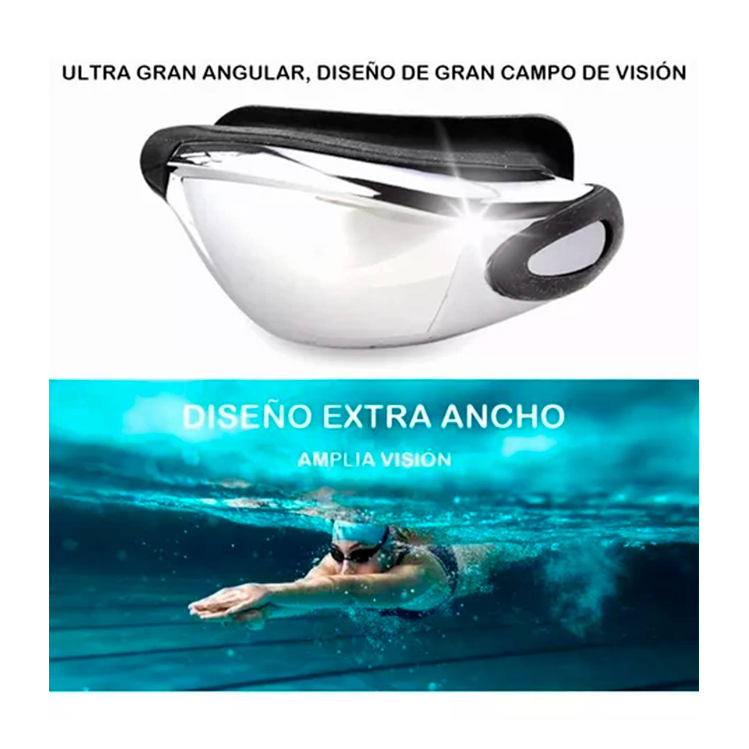 Kit De Natacion Gafas + Gorro + Tapon De Oidos Y Nariz Generico Usv Shield Anti Fog Azul Unisex