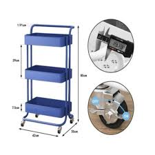 Carro Organizador De Almacenamiento Genérico 3 Niveles Azul