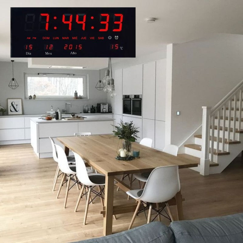 Reloj Digital Para Pared con Pantalla Led Genérico Negro