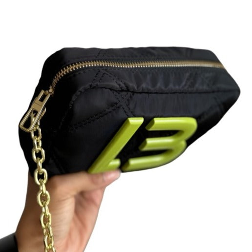 Mini Bolso De Nylon Acolchado Black / Yellow Femenino