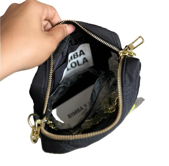 Mini Bolso De Nylon Acolchado Black / Yellow Femenino