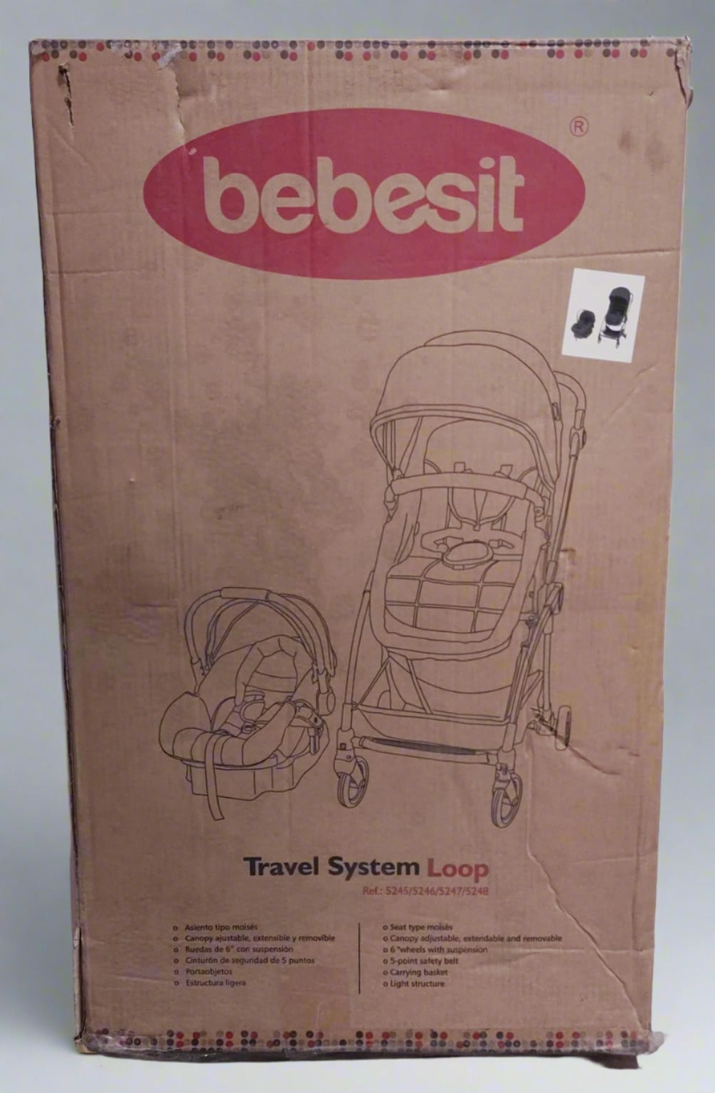 Coche Bebesit Travel System Loop Gris