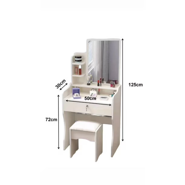 Tocador Feixiang Elegante con Espejo y Taburete 206 Blanco