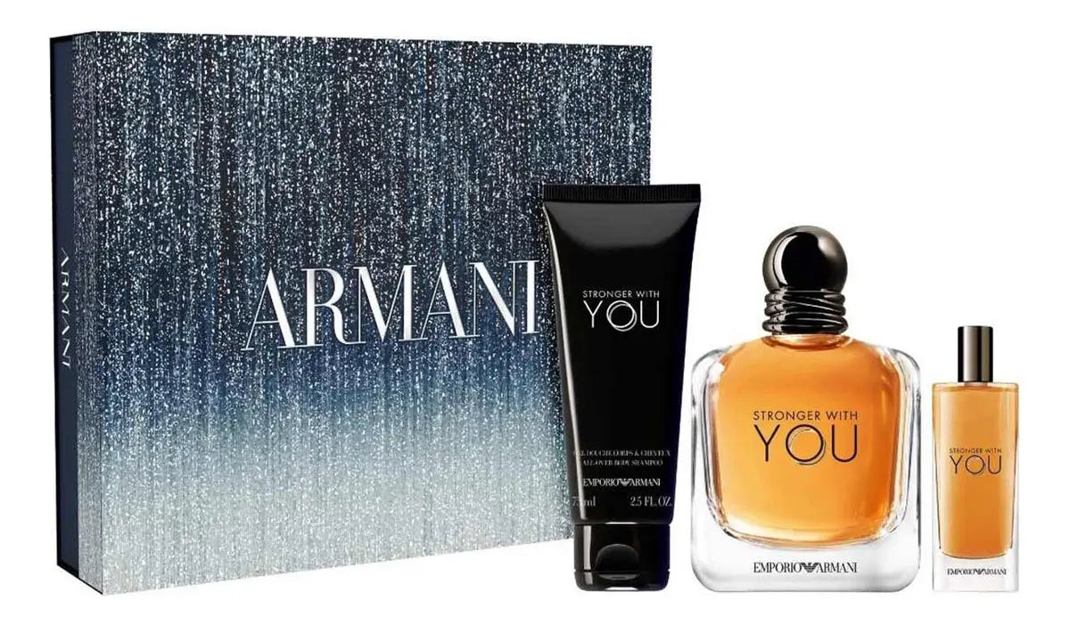 Set Perfume Giorgio Armani Stronger With You EDT Hombre – 100 ml + EDT 15 ml + Gel 75 ml