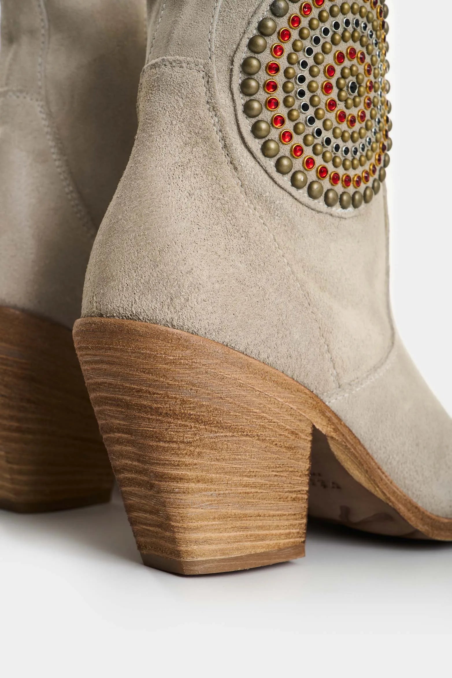 Botines Vélez Alden de Cuero Gamuzado Apliques Talla 40 Mujer