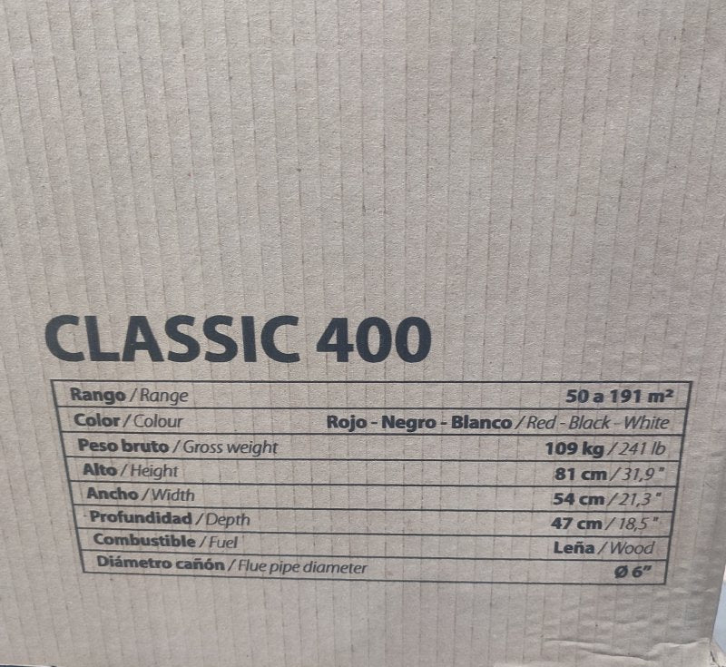 Estufa A Leña Amesti Classic 400 Negro Satinado