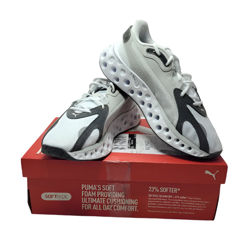 Zapatillas De Hombre Puma Softride Frequence Blancas Con Lineas Gris 44.5