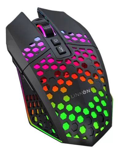 Mouse Gamer Inalambrico Linkon Recargable Usb Windows Rgb Negro