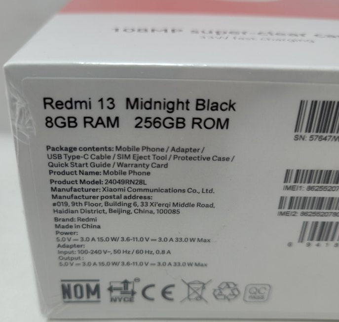 Celular Xiaomi Redmi 13 / 8gb Ram 256gb Rom Midnight Black