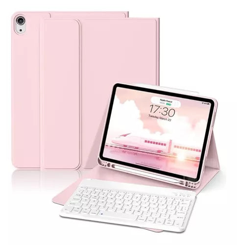 Funda Premium Mas Teclado Inalambrico Generico Para Ipad Air 5 Gen 10.9 Rosado