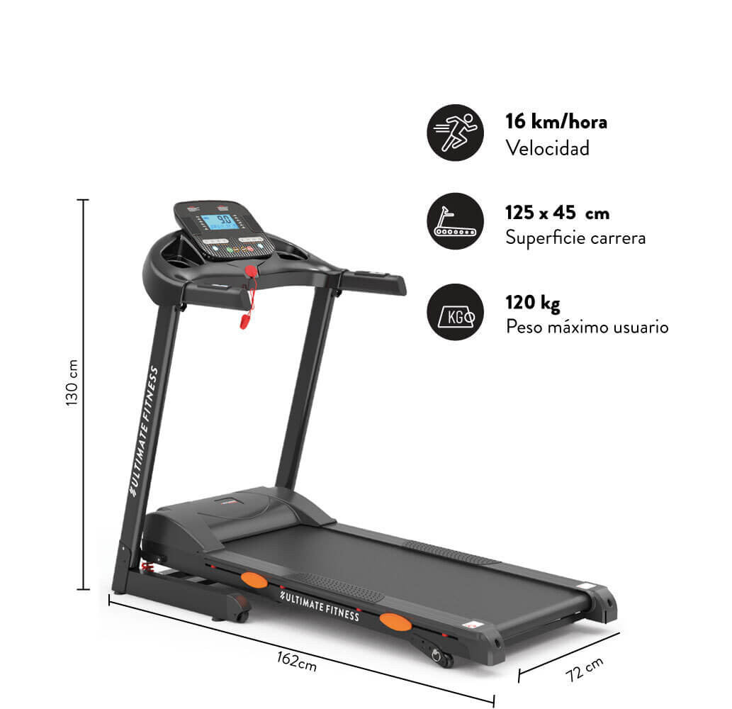 Trotadora Electrica Ultimate Fitness E500 Pro Negro