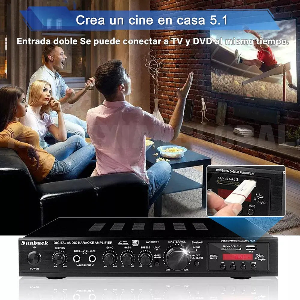 Amplificador Digital Audio Karaoke Starlock Av-298bt Negro
