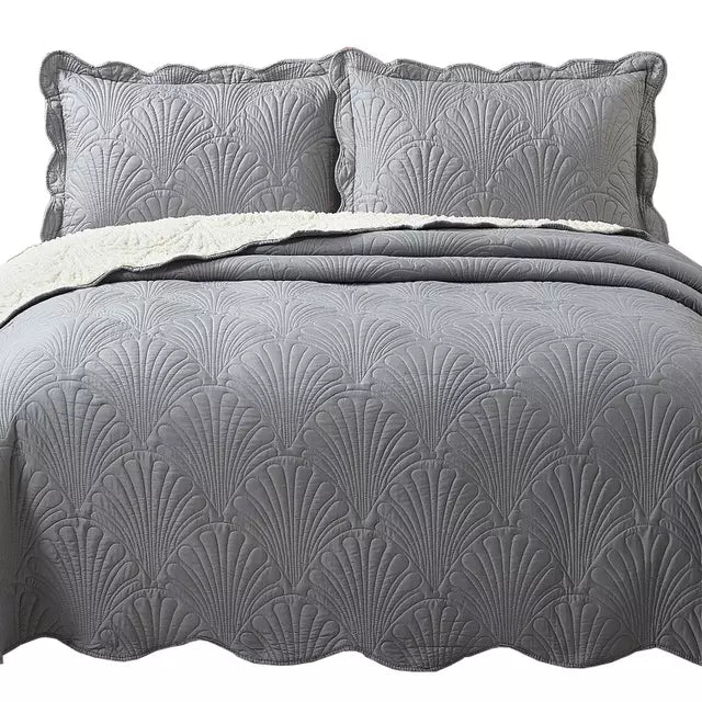Cubrecama  Sherpa Liso 2 Plazas Mallorca Paris Gris 230x250 Cm
