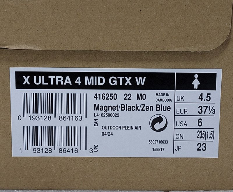 ZAPATILLAS SALOMON X ULTRA 4 MID GTX W GRIS 37 1/3 EUR FEMENINO