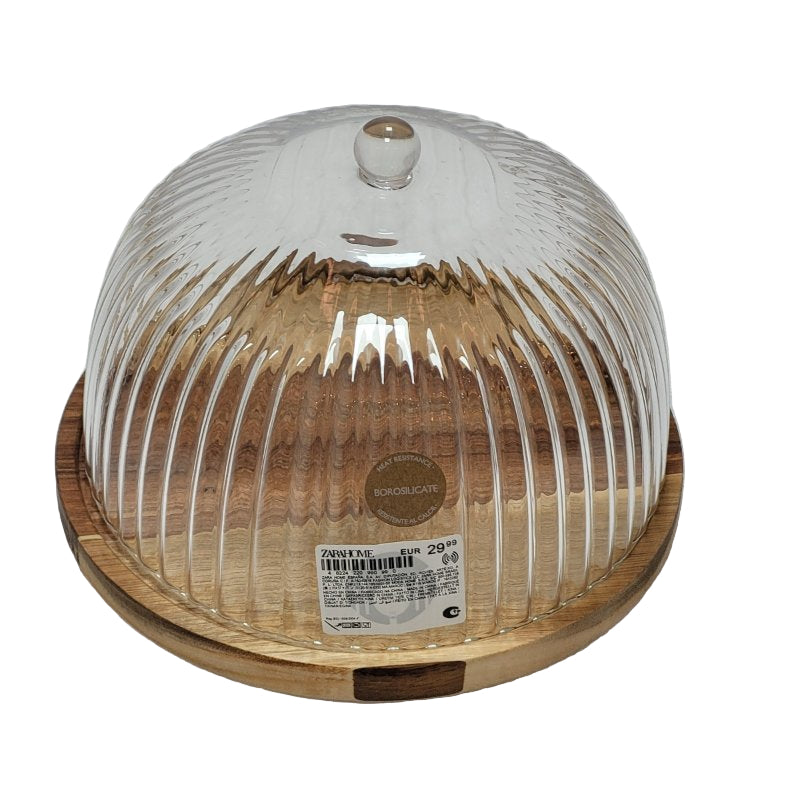 FUENTE TARTAS BOROSILICATO MADERA ZARA HOME 14X22X22 CM