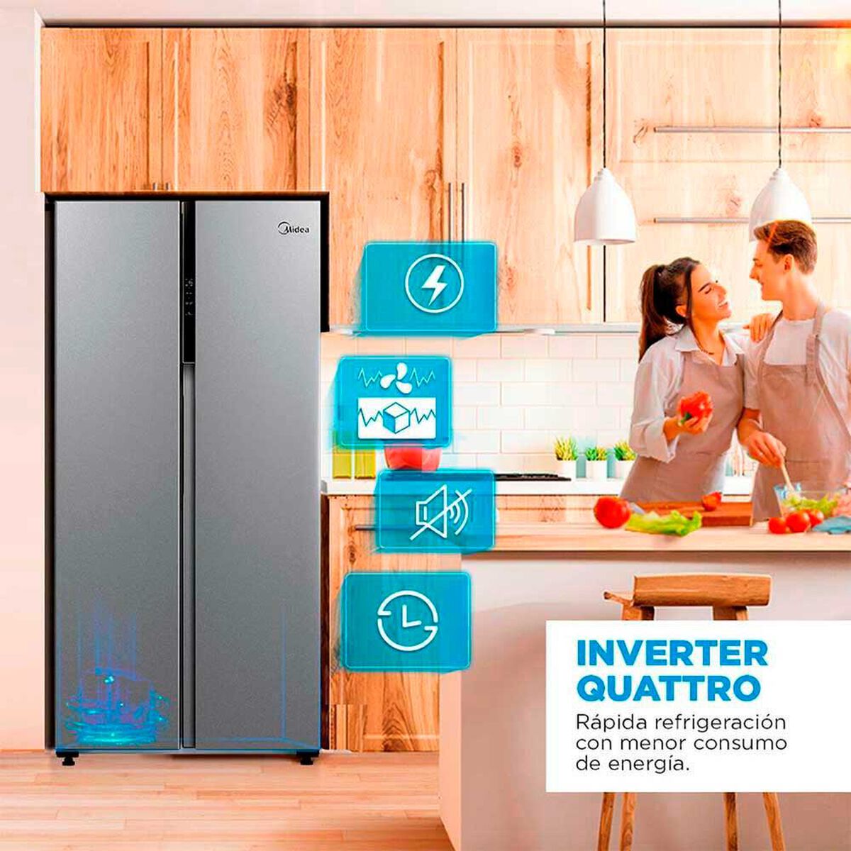 Refrigerador Midea MDRS619FGE50 Inox 460 Litros