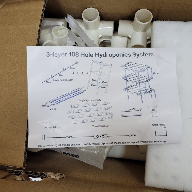 KIT HIDROPÓNICO CHINA BÁSICO 108 PLANTAS BLANCO