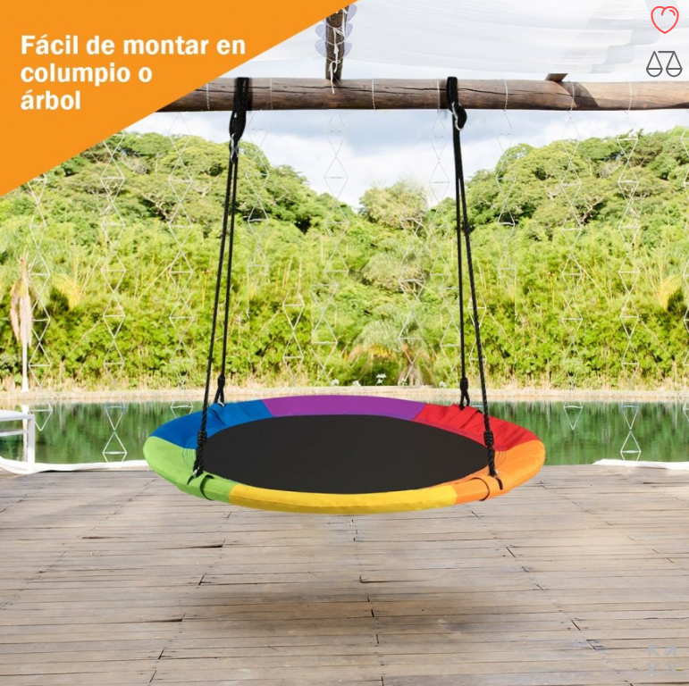 Columpio Circular Kindertop 100 Cm  De Diametro Verde Amarillo Naranjo