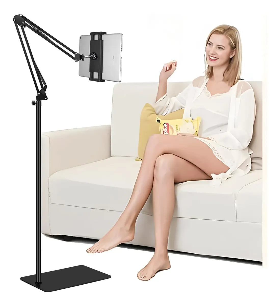 Soporte de Suelo Ajustable Genérico para iPad o Teléfono 360 Grados, Negro