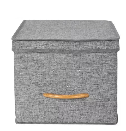 Caja Organizadora Plegable De Tela Closet Ropa Varios Large Gris