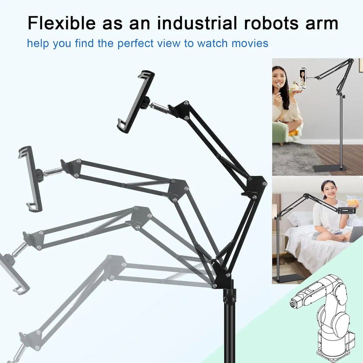 Soporte de Suelo Ajustable Genérico para iPad o Teléfono 360 Grados, Negro