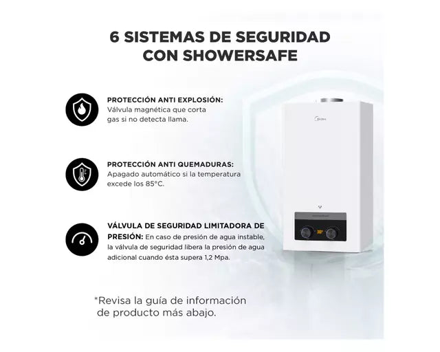 Calefont Tiro Natural Midea MGWH5-10MDNCLW-GL 5 Litros, Blanco
