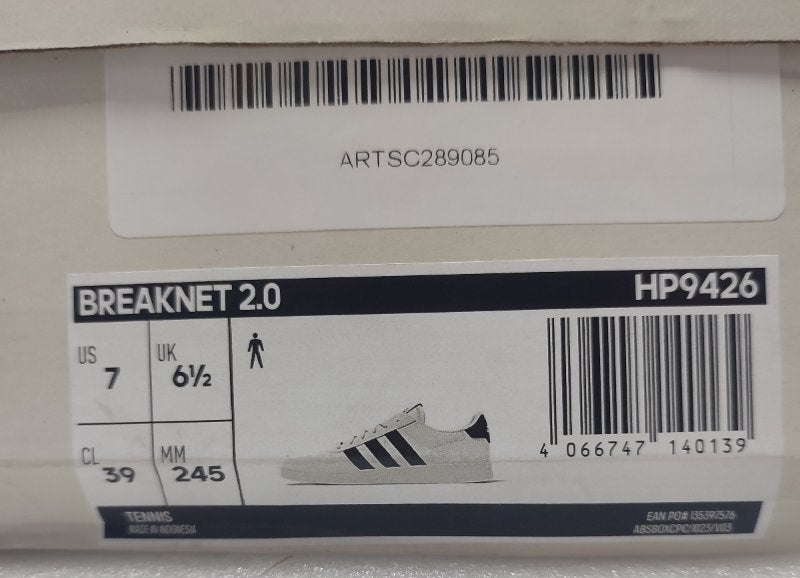 Zapatillas Adidas Breaknet 2.0 Blanco Us: 7 / Uk: 6 1/2 / Cl: 39 / Mm: 245