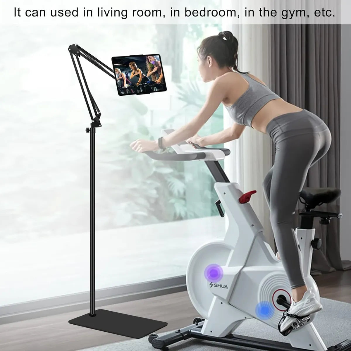Soporte de Suelo Ajustable Genérico para iPad o Teléfono 360 Grados, Negro