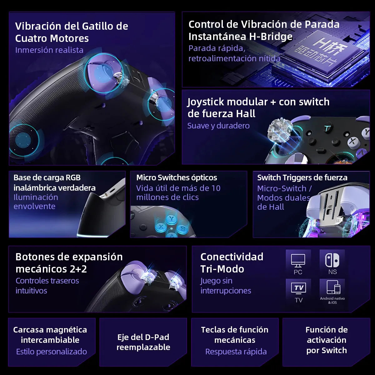 Control Gamer Inalámbrico Thunderobot G80 con Joystick Hall y Botones ABXY Swappable, Negro