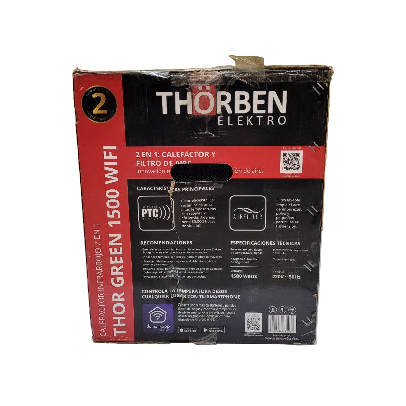 Estufa Infrarroja  Thor Smart 1500 Wifi Thorben Green 1500 Wifi Negro