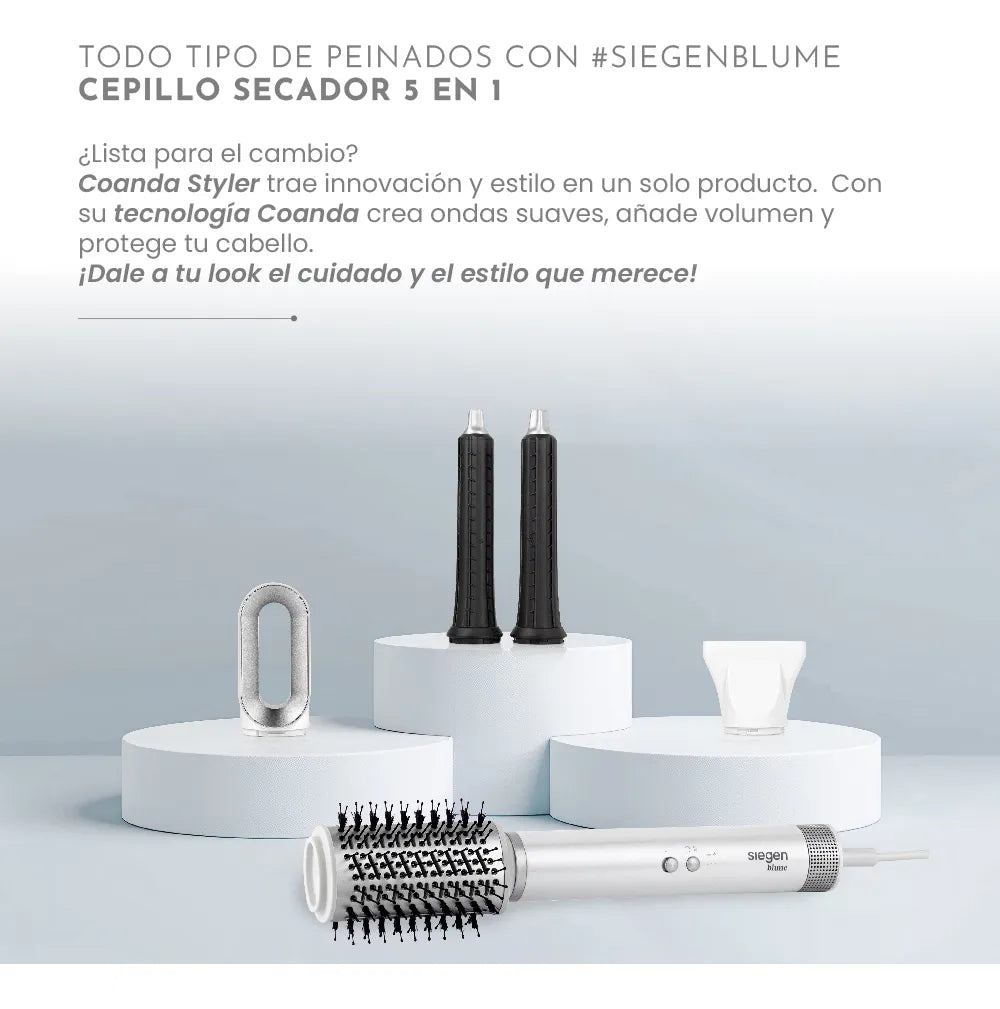 Cepillo Alisador Siegen Blume Coanda Styler 5 En 1  Sg-B2810 Blanco