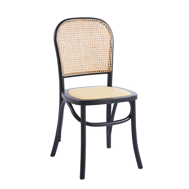 Silla De Comedor Klik Hoffman O Lombardia Madera Rattan Negro