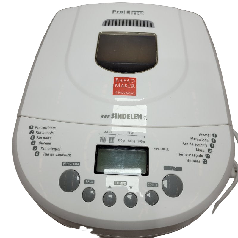 Maquina Para Hacer Pan Sindelen Mpp-600bl Blanco 600w