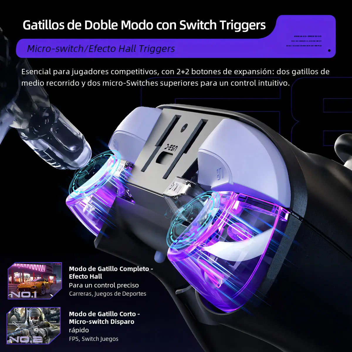 Control Gamer Inalámbrico Thunderobot G80 con Joystick Hall y Botones ABXY Swappable, Negro