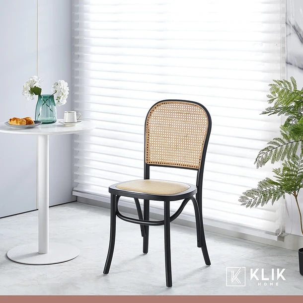 Silla De Comedor Klik Hoffman O Lombardia Madera Rattan Negro